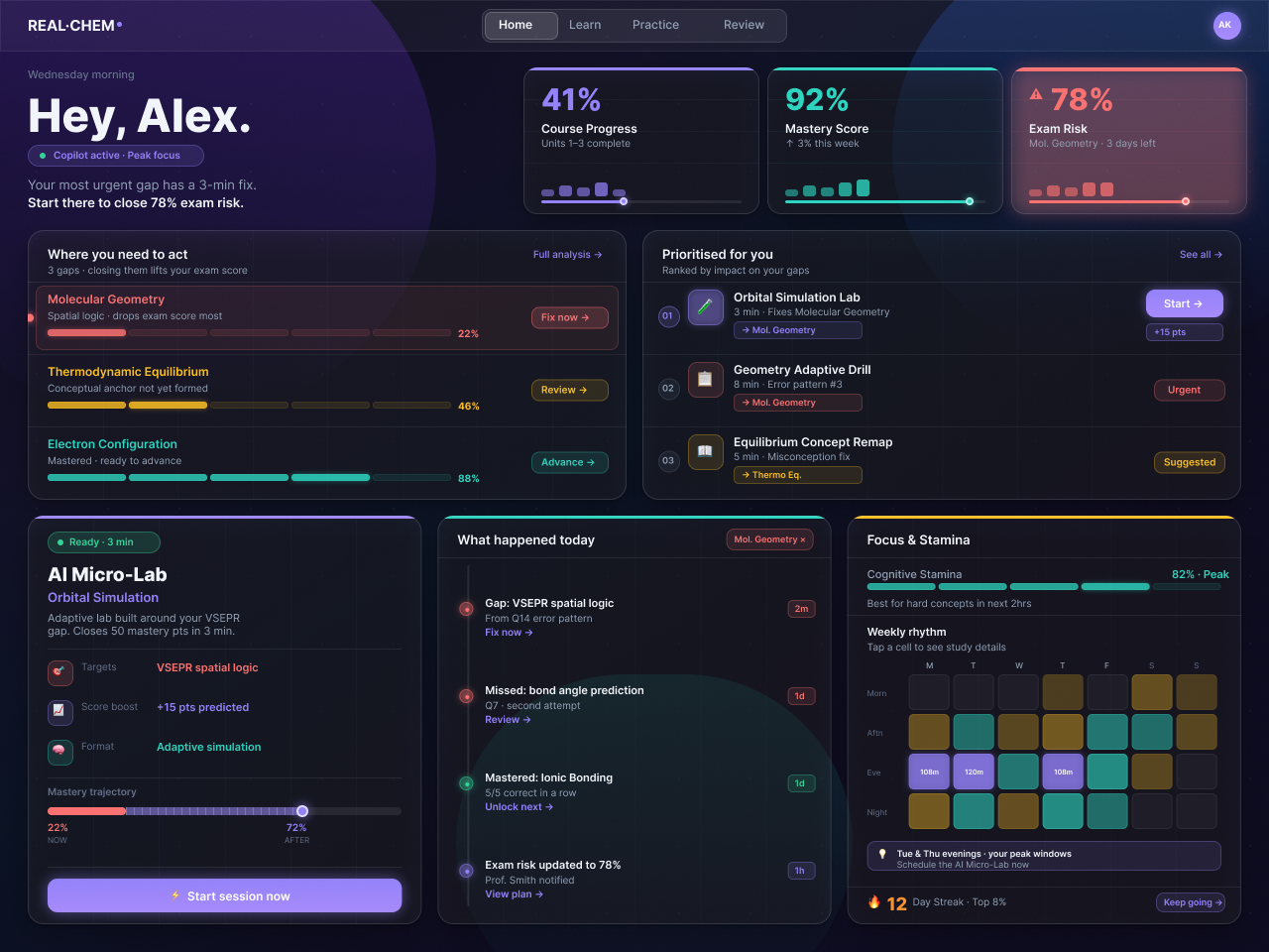 OLI student dashboard dark mode
