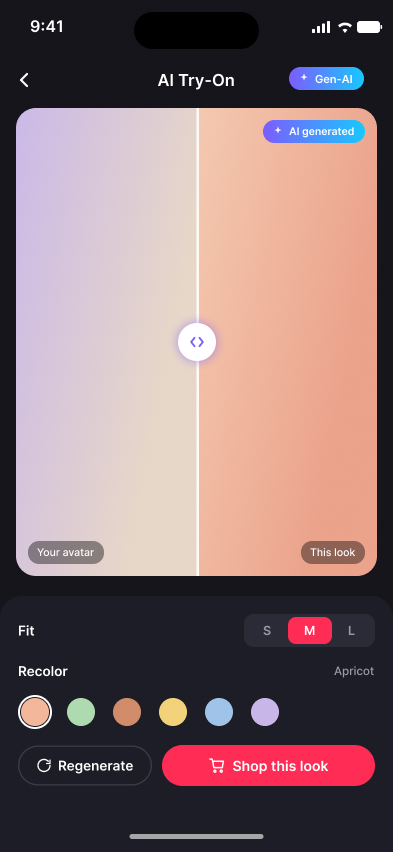 AI try-on interface